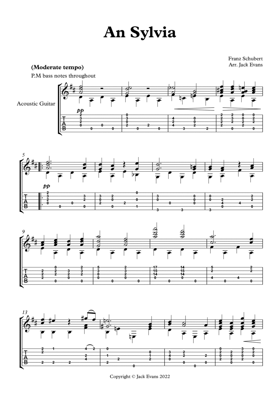An Sylvia - solo guitar (arr. Jack Evans)
