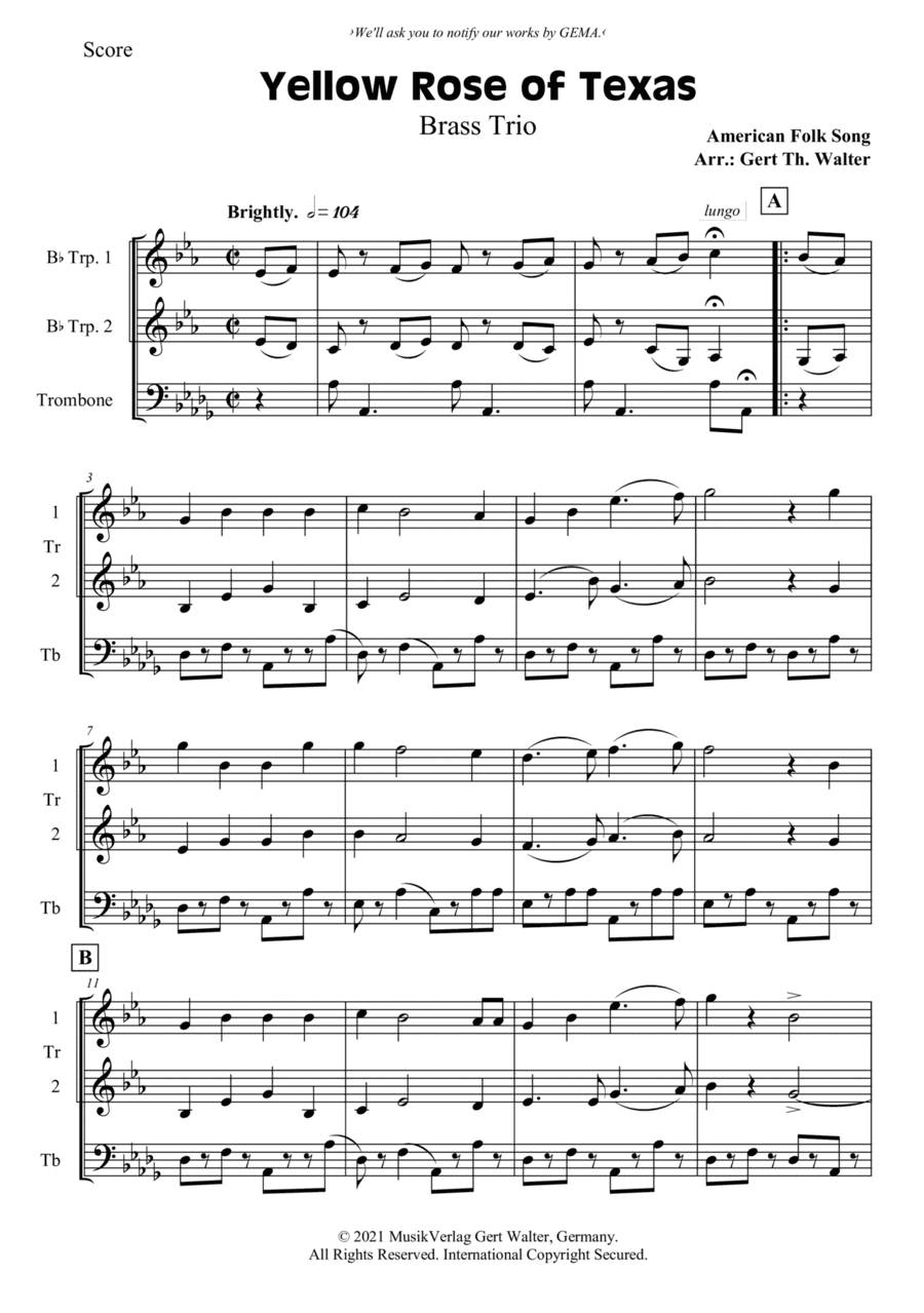 Yellow Rose of Texas (arr. Gert Th. Walter)