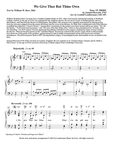 We Give Thee But Our Own (arr. Lyndell Leatherman)