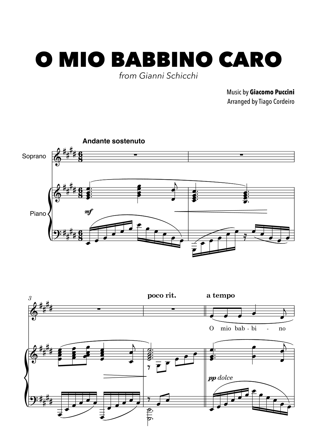 O Mio Babbino Caro (arr. Tiago Cordeiro)