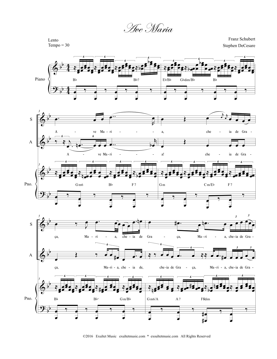 Ave Maria (Portuguese Lyrics - Duet for Soprano and Alto Solo - High Key) (arr. Stephen DeCesare)