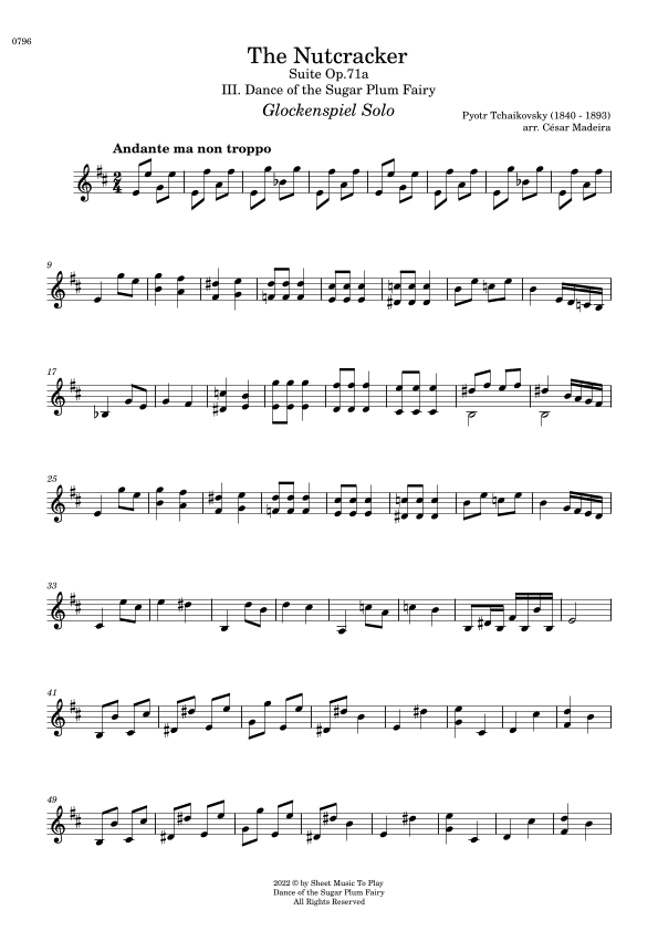 Dance of the Sugar Plum Fairy - Glockenspiel Solo (Full Score) (arr. César Madeira)