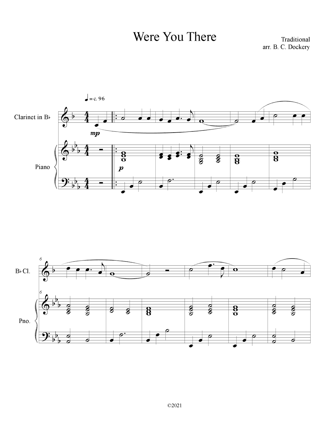 Were You There (Clarinet Solo with Piano Accompaniment) (arr. B. C. Dockery)
