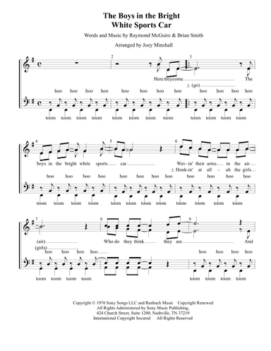 The Boys In The Bright White (red) Sports Car (arr. Joey Minshall)
