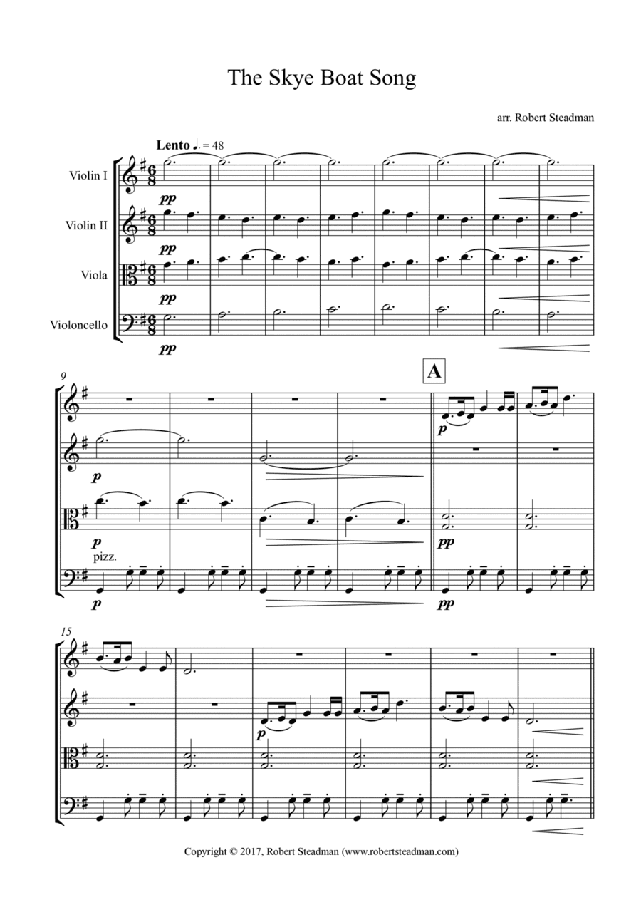 The Skye Boat Song (arranged for String Quartet) (arr. Robert Steadman)