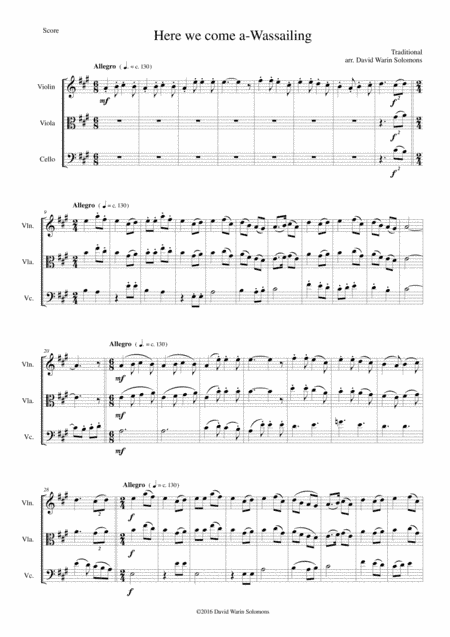 Here we come a-wassailing for string trio (arr. David Warin Solomons)