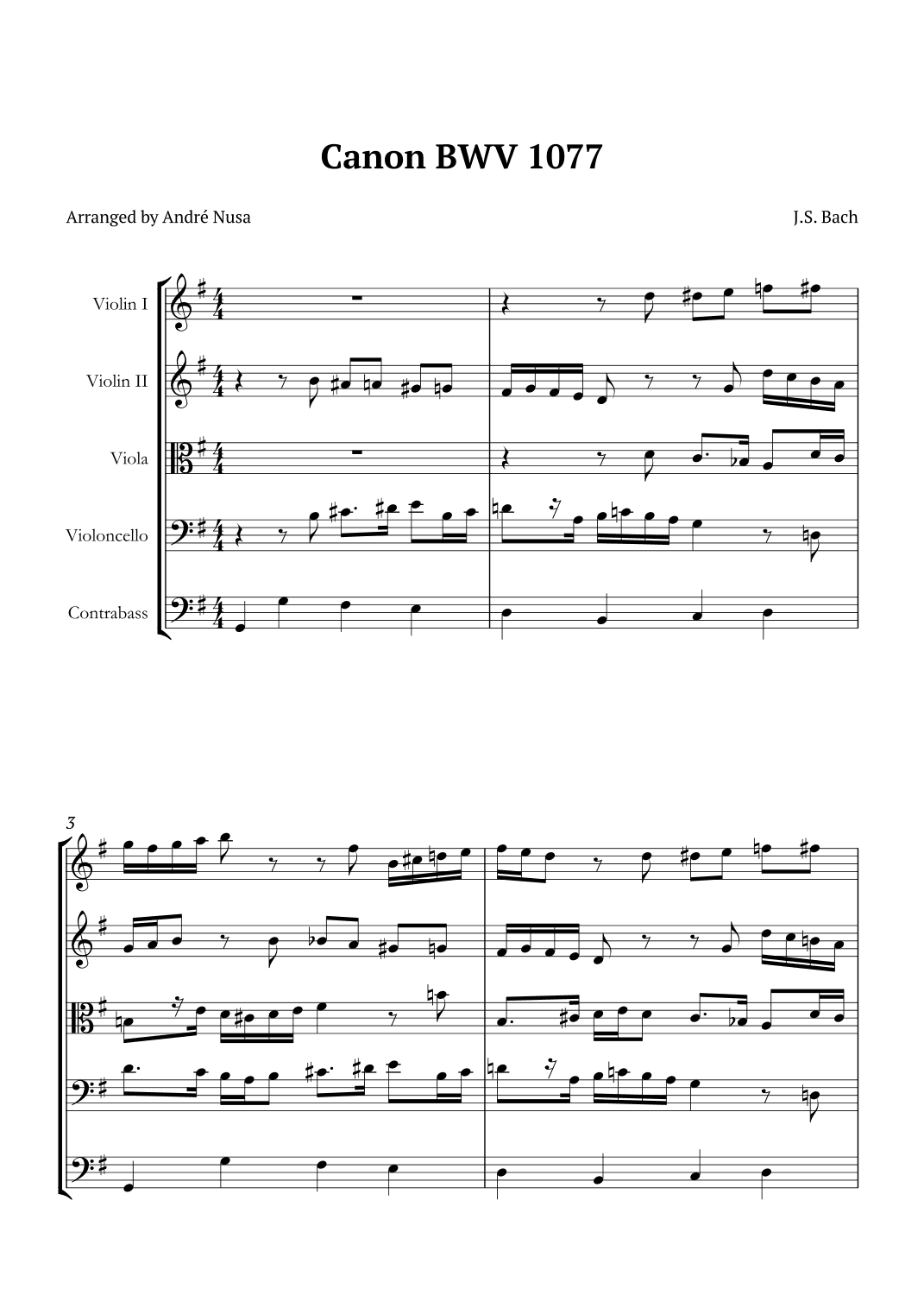 Canon BWV 1077 (arr. André Nusa)