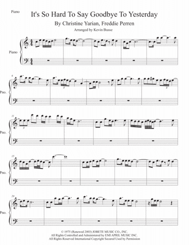 It's So Hard To Say Goodbye To Yesterday (arr. Kevin Busse)