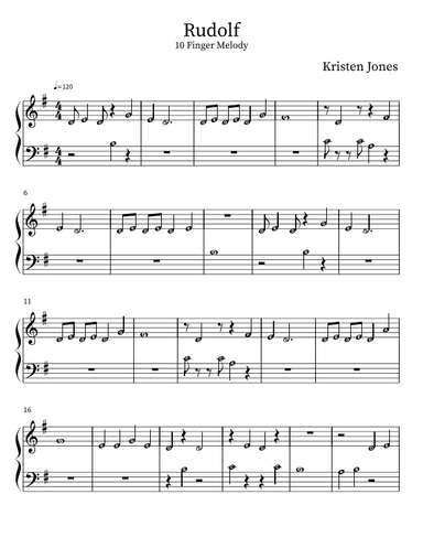 Rudolf the Red Nosed Reindeer - 10 Finger Melody (arr. Kristen Jones)