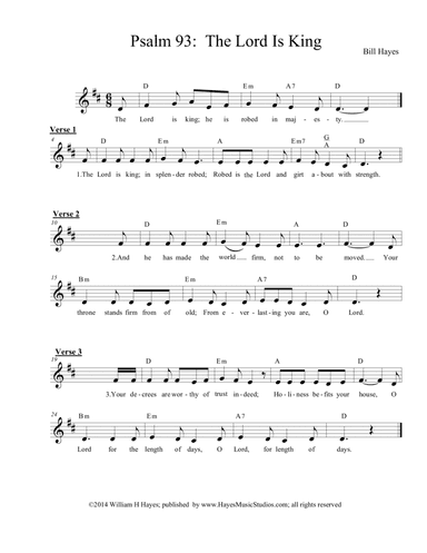 Psalm 93:  The Lord Is King - Leadsheet