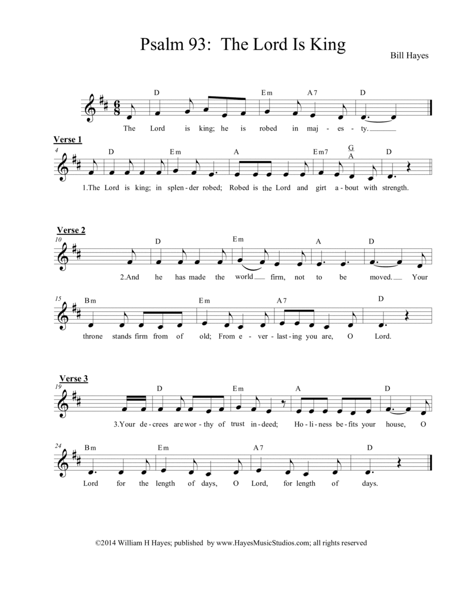 Psalm 93:  The Lord Is King - Leadsheet