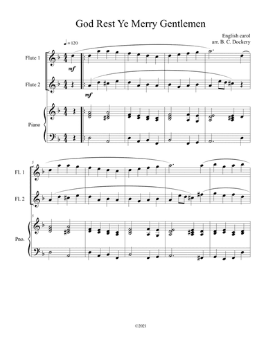 God Rest Ye Merry Gentlemen (Flute Duet) with optional piano accompaniment (arr. B. C. Dockery)