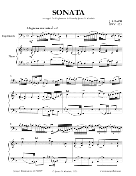 BACH: Sonata BWV 1035 for Euphonium & Piano (arr. James Guthrie, ASCAP)