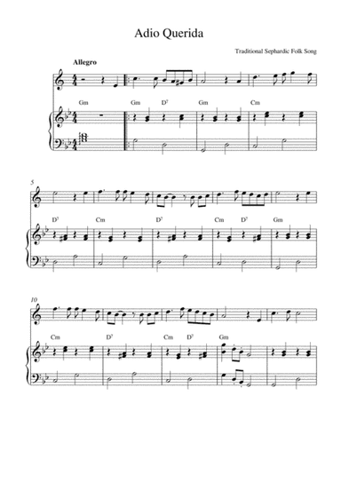 Adio Querida (goodbye my beloved) (soprano saxophone solo and piano accompaniment with chords) (arr. Kaiserin Rebecca)