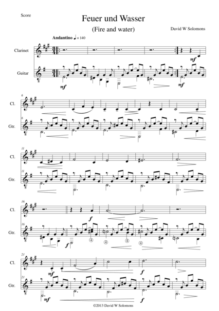 Feuer und Wasser (Fire and Water) for clarinet and guitar