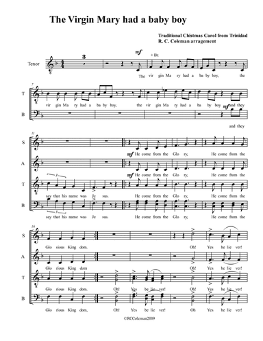 The virgin Mary had a Baby born (arr. R. C.Coleman)