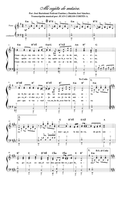 Mi cajita de música. Por: José Bartolomé Pedroni Fantino y Damián José Sánchez. (arr. Juan Carlos Cortés Aguirre)