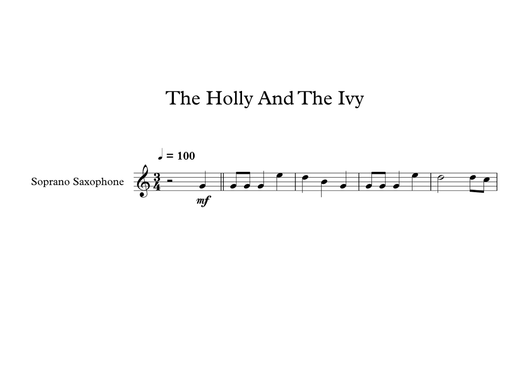 The Holly And The Ivy (Soprano Sax) (arr. Digital Book Music)