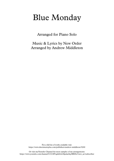 Blue Monday (arr. Andrew Middleton)