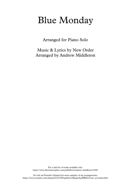 Blue Monday (arr. Andrew Middleton)
