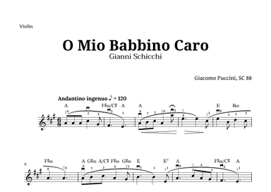 O Mio Babbino Caro by Puccini for Violin and Chords (arr. Langanho)