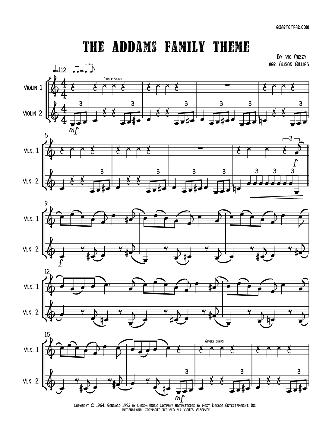 Addams Family Theme (arr. Alison Gillies)