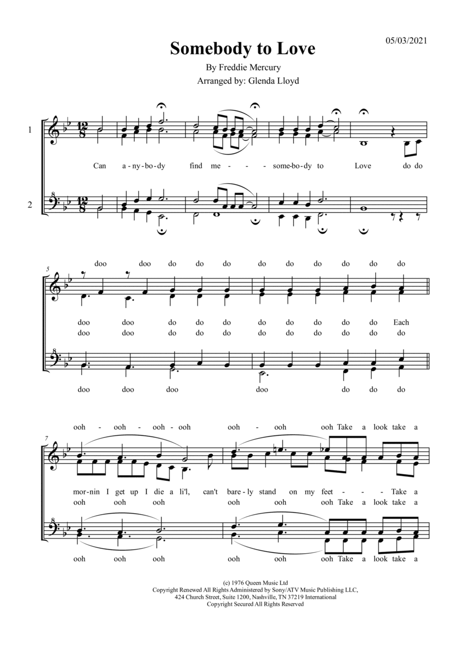 Somebody To Love (arr. Glenda Lloyd)