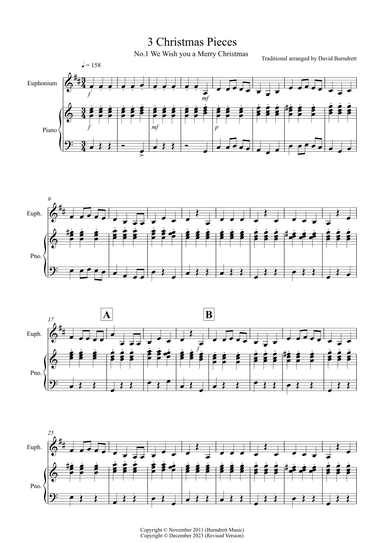 3 Easy Christmas Pieces for Euphonium and Piano (arr. David Burndrett)