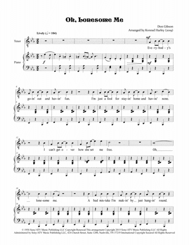 Oh, Lonesome Me (arr. Konrad Harley)