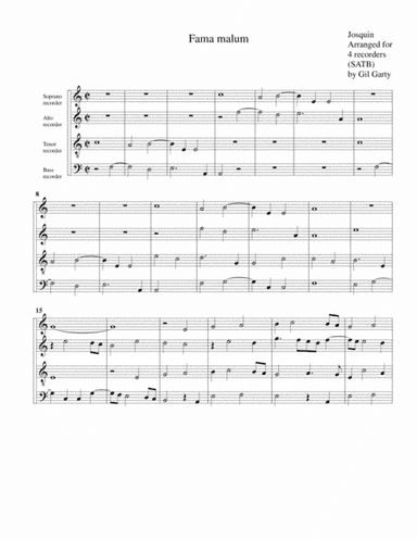 Fama malum (arrangement for 4 recorders) (arr. Gil Garty)