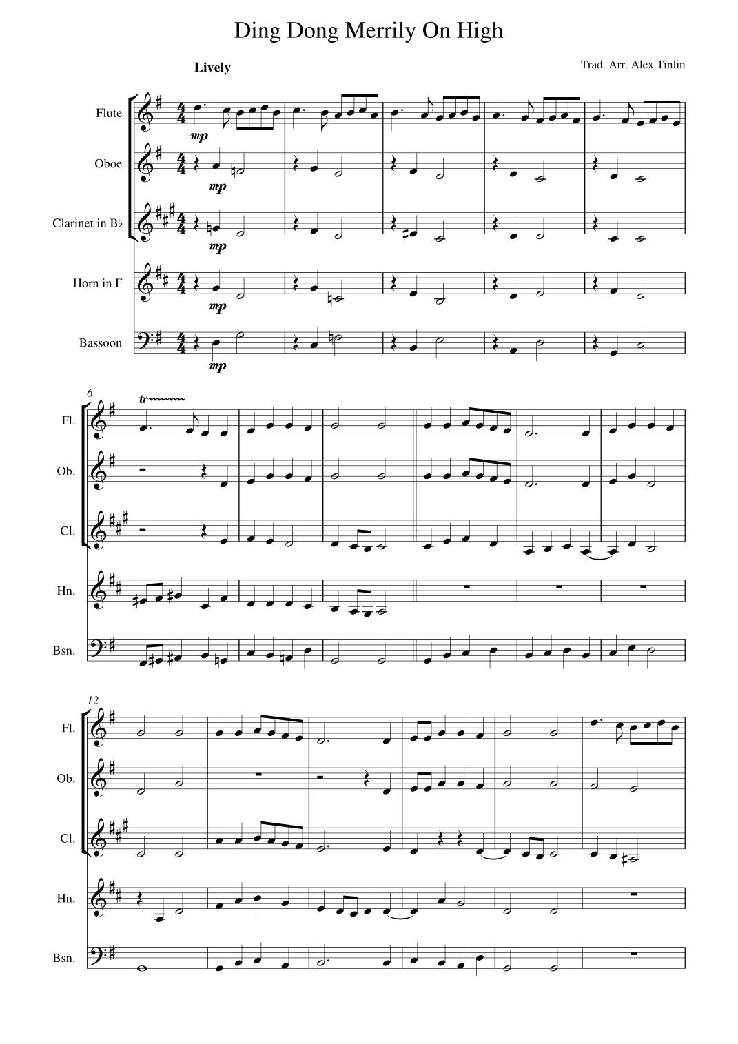Ding Dong Merrily On High (arr. Alex Tinlin)
