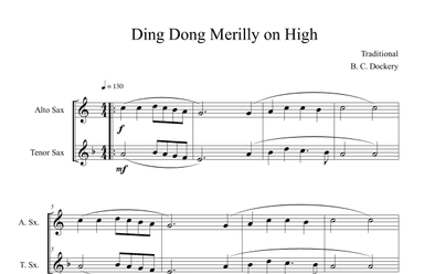 Ding Dong Merrily on High (Alto and Tenor Sax Duet) (arr. B. C. Dockery)