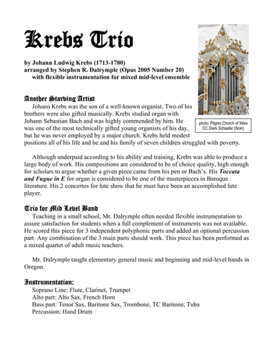 Krebs Trio (arr. Stephen R Dalrymple (Dalrymple Designs))