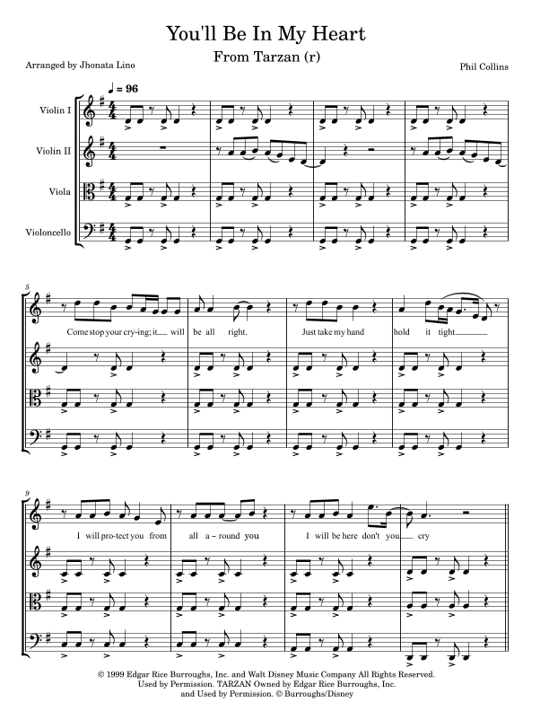 You'll Be In My Heart (pop Version)* (arr. Jhonata Lino)