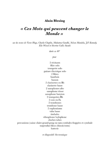 "These words that can save the World" Piece for extended harmony orchestra, jazz combo, electronic a