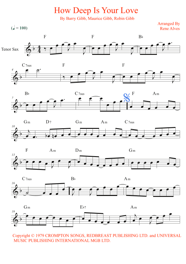 How Deep Is Your Love (arr. Rene Alves)