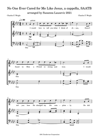 No One Ever Cared For Me Like Jesus (arr. David T. Clydesdale)