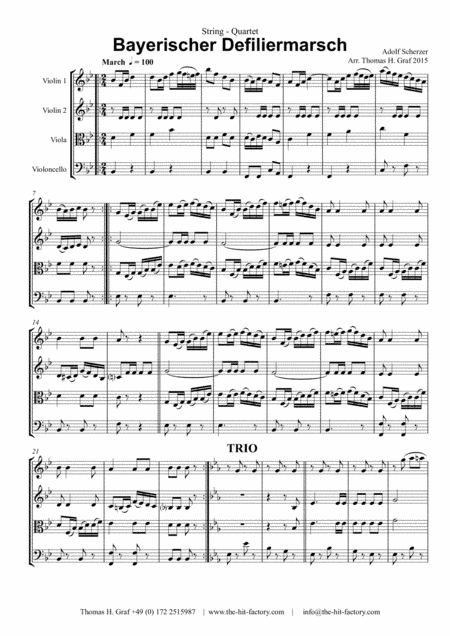 Bayerischer Defiliermarsch - German March - Oktoberfest - String Quartet (arr. Thomas H. Graf)