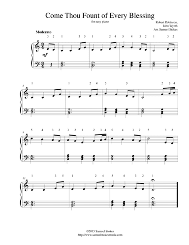 Come Thou Fount of Every Blessing - for easy piano (arr. Samuel Stokes)