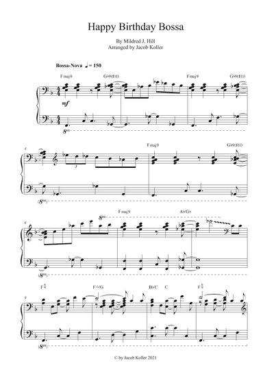 Happy Birthday (Jazzy Bossa-Nova Style) (arr. Jacob Koller)
