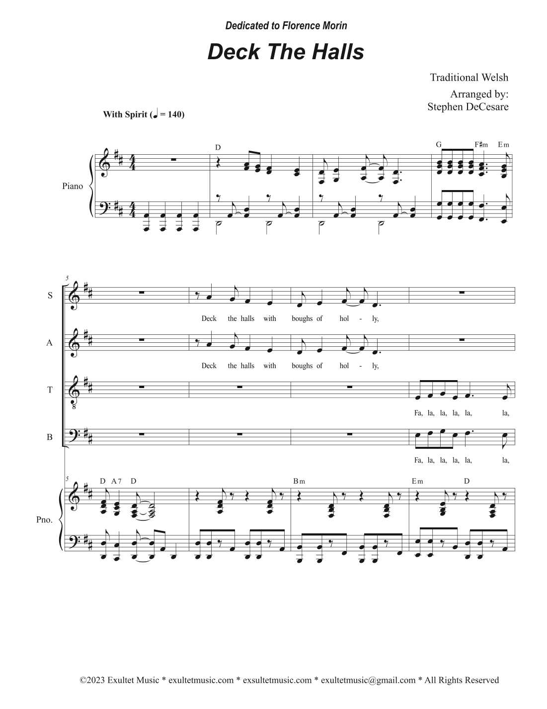 Deck The Halls (Vocal Quartet - (SATB) (arr. Stephen DeCesare)