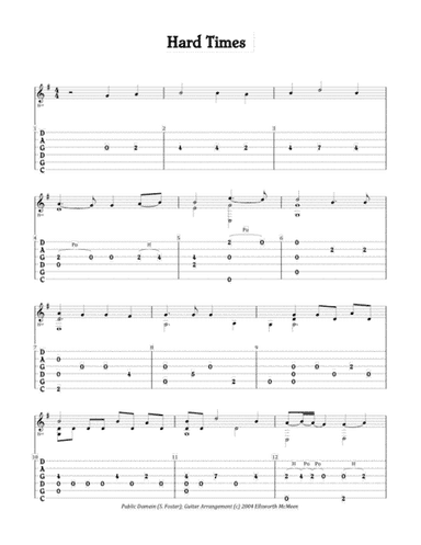 Hard Times (Come Again No More) (For Fingerstyle Guitar Tuned CGDGAD) (arr. Ellsworth McMeen)