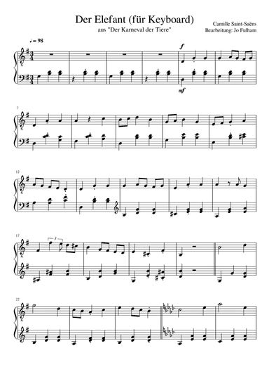 Der Elefant (für Keyboard) (arr. Jo Fulham)
