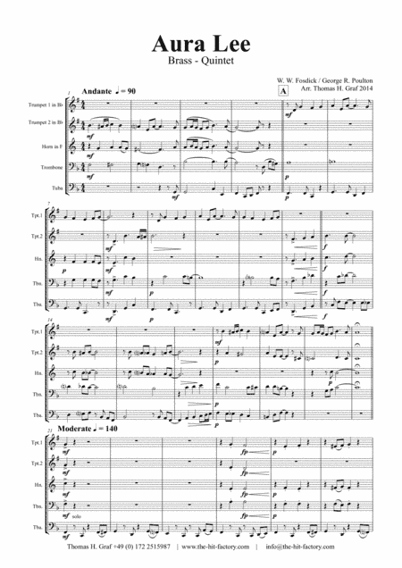 Aura Lee - Love me tender - Elvis - Brass Quintet (arr. Thomas H. Graf)