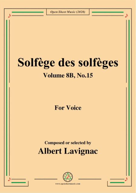 Lavignac-Solfège des solfèges,Volume 8B,No.15,for Voice (arr. MSM)