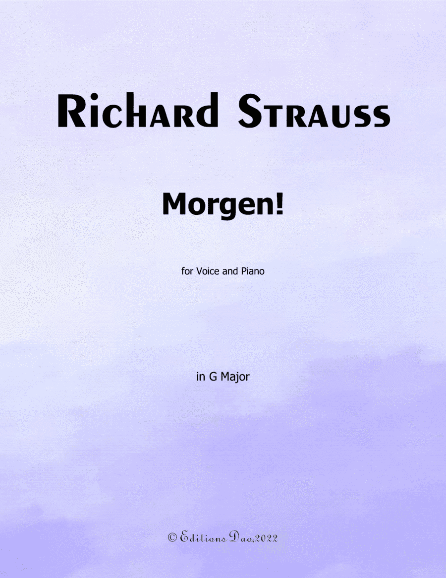 Morgen! by Richard Strauss, in G Major (arr. Editions Dao)