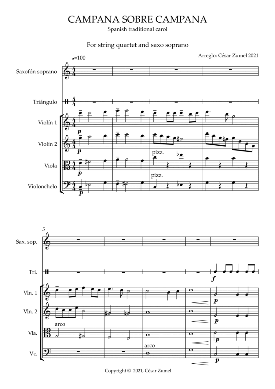Campana sobre campana (String quartet and saxo) (arr. César Zumel)