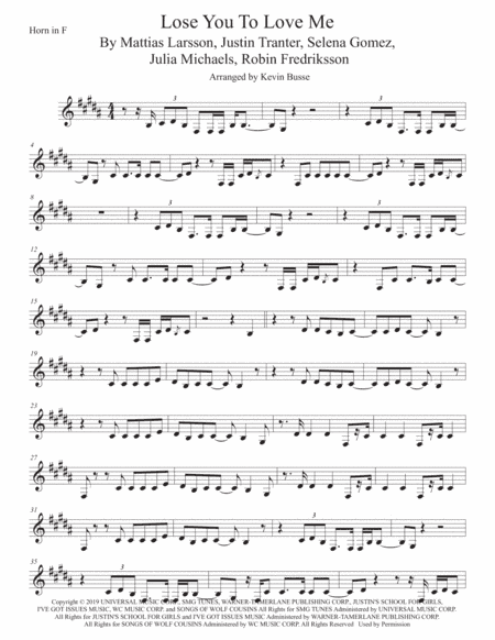 Lose You To Love Me (arr. Kevin Busse)