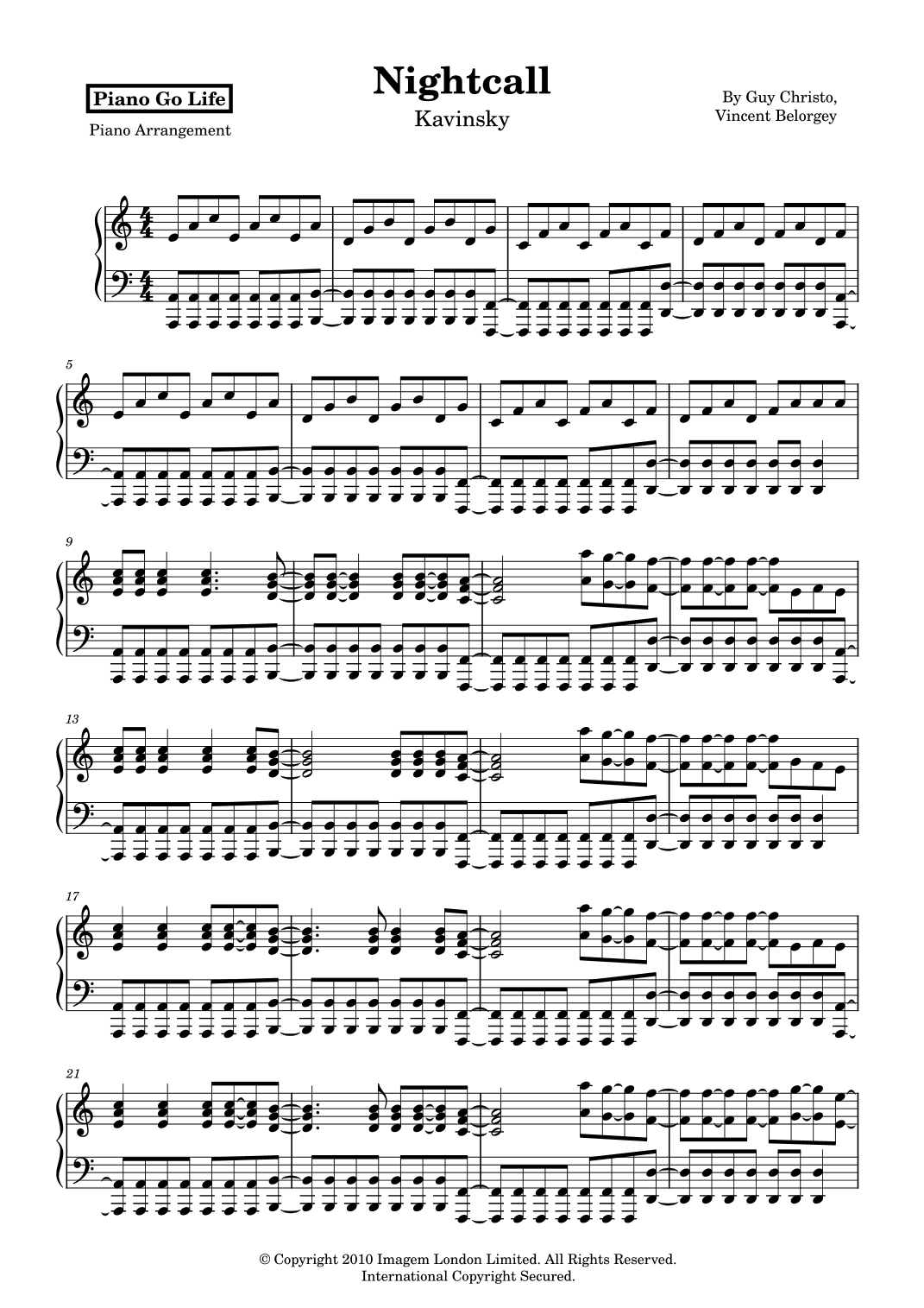 Nightcall (arr. Piano Go Life)