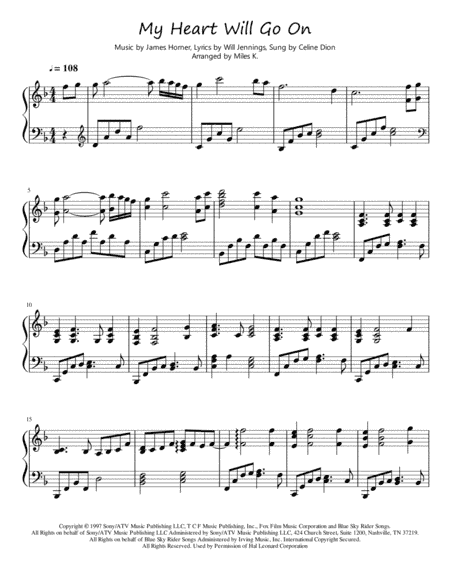 My Heart Will Go On (Love Theme from Titanic) (arr. Miles K.)